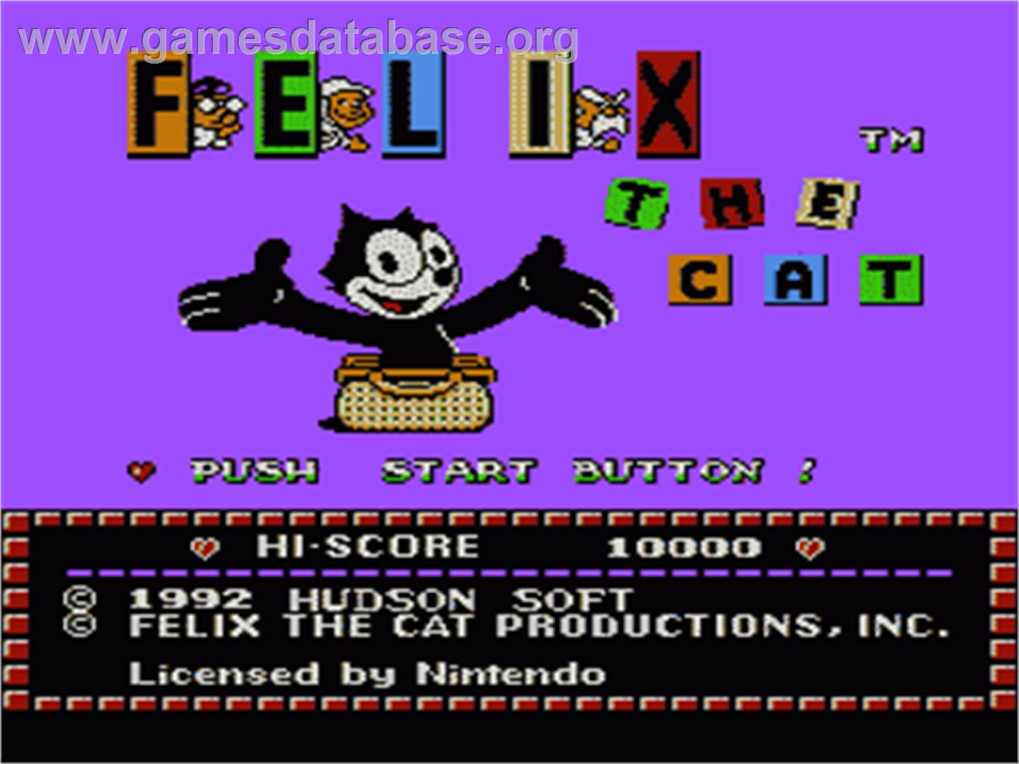 Felix the Cat - Nintendo NES - Artwork - Title Screen