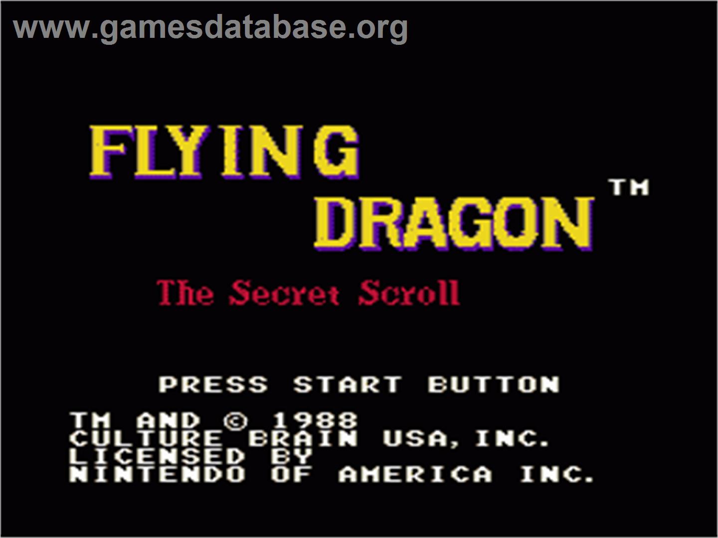 Flying Dragon: The Secret Scroll - Nintendo NES - Artwork - Title Screen