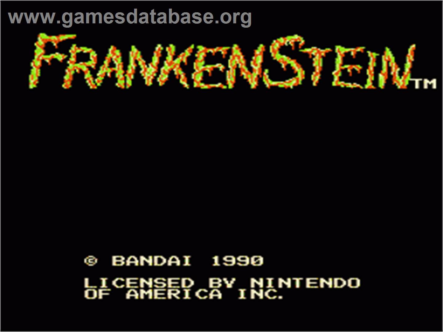Frankenstein: The Monster Returns - Nintendo NES - Artwork - Title Screen
