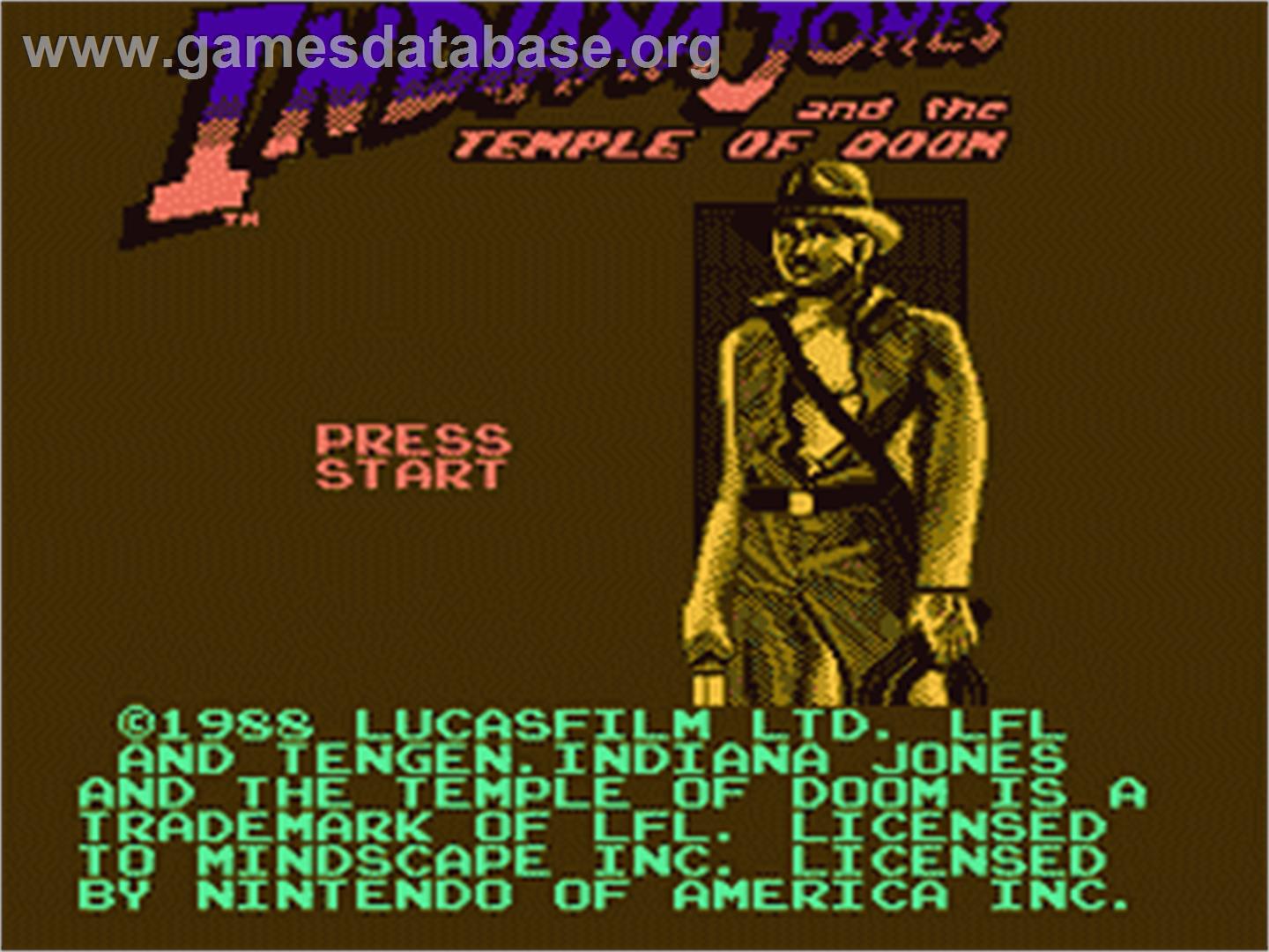 Indiana Jones and the Temple of Doom - Nintendo NES - Artwork - Title Screen