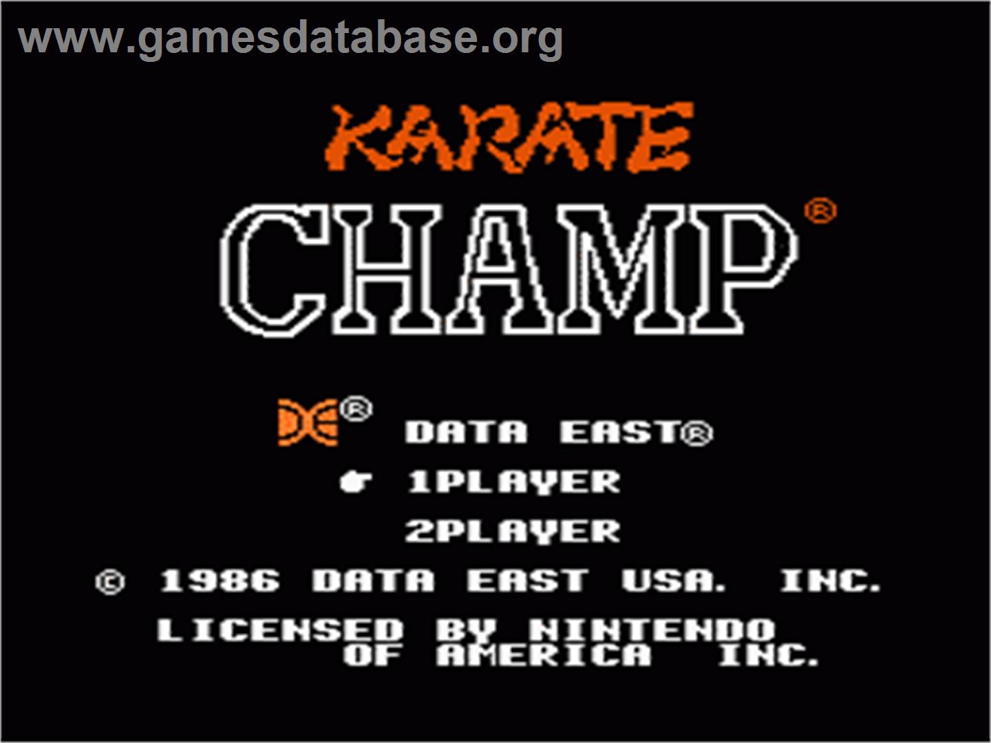 Karate Champ - Nintendo NES - Artwork - Title Screen