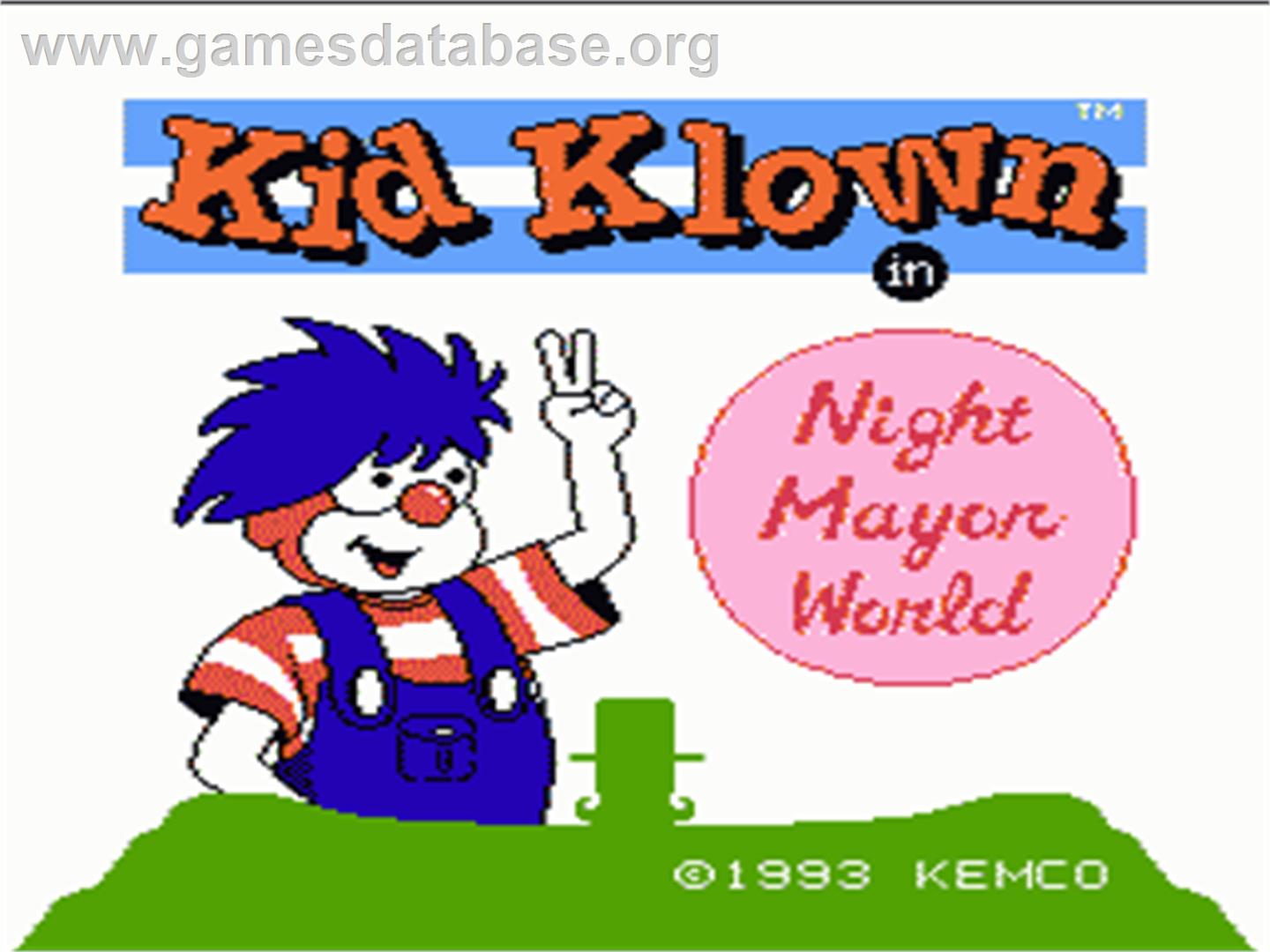 Kid Klown in Night Mayor World - Nintendo NES - Artwork - Title Screen