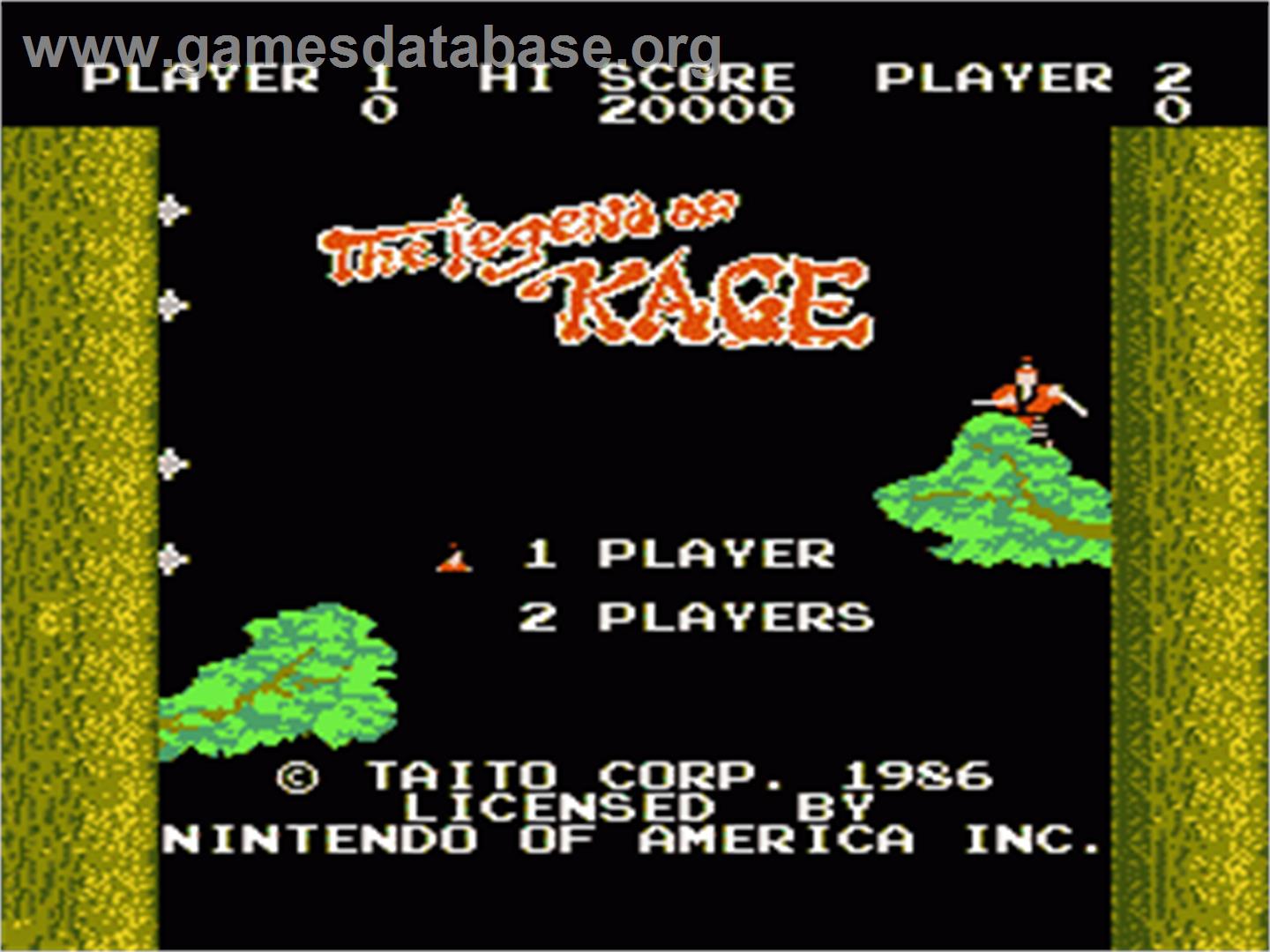 Legend of Kage, The - Nintendo NES - Artwork - Title Screen