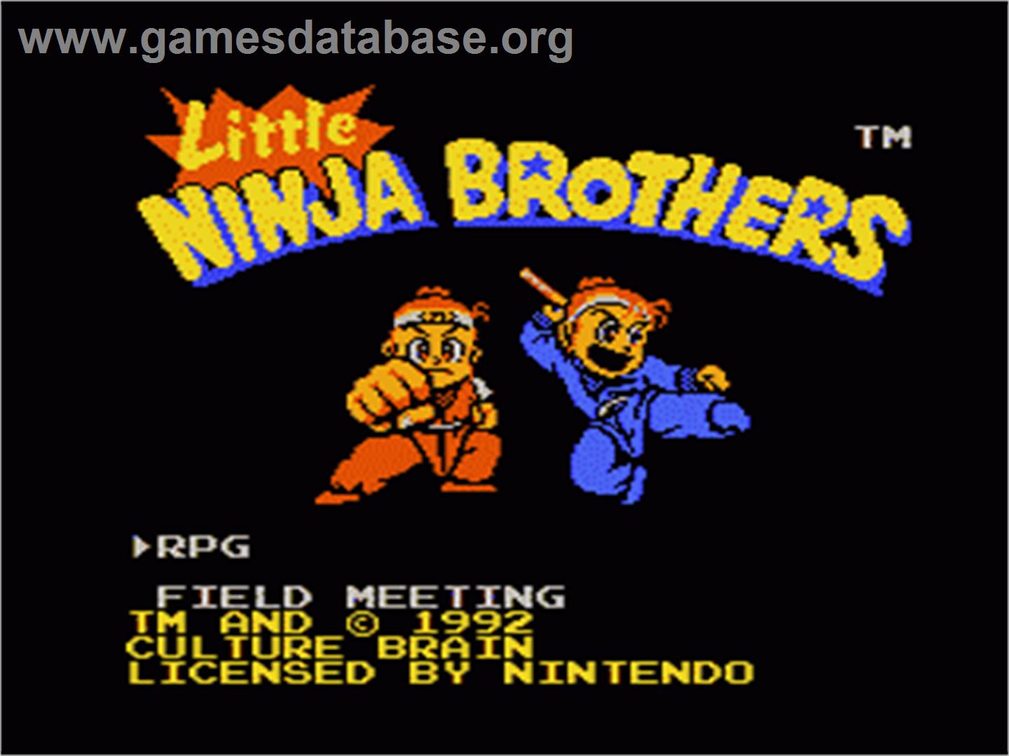 Little Ninja Brothers - Nintendo NES - Artwork - Title Screen