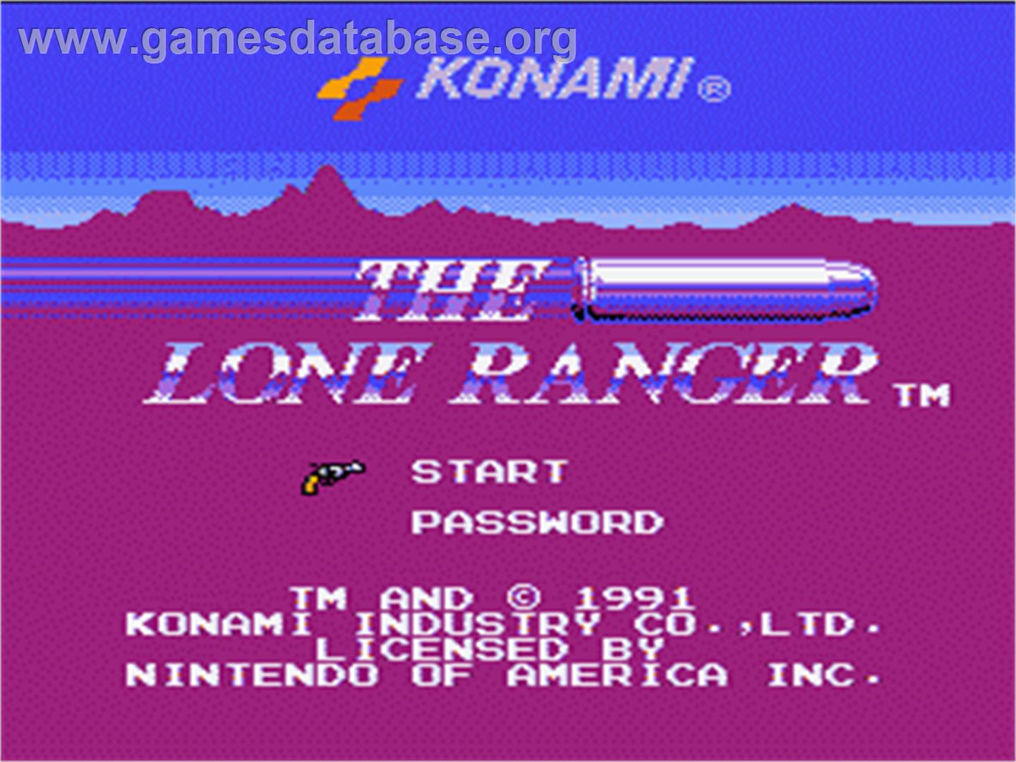 Lone Ranger - Nintendo NES - Artwork - Title Screen