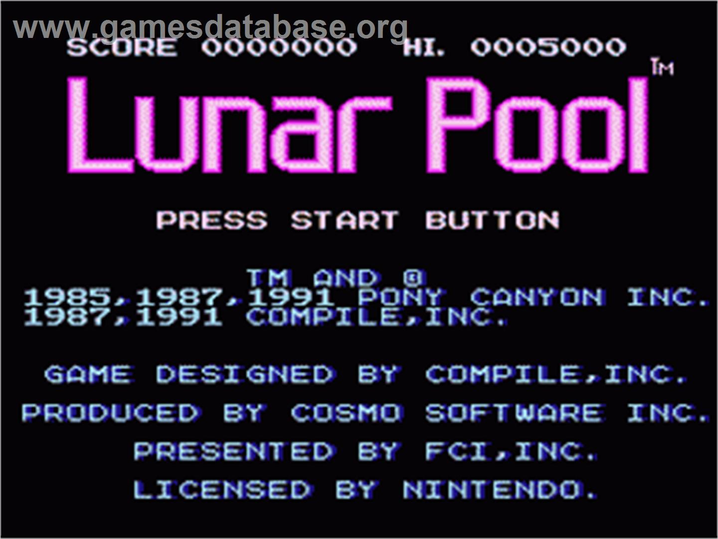 Lunar Pool - Nintendo NES - Artwork - Title Screen