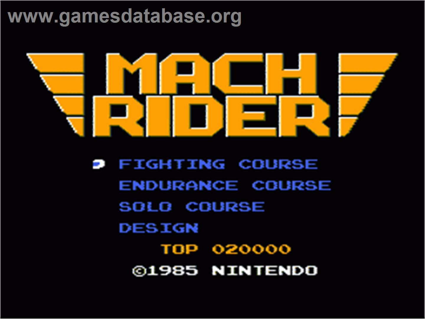 Mach Rider - Nintendo NES - Artwork - Title Screen