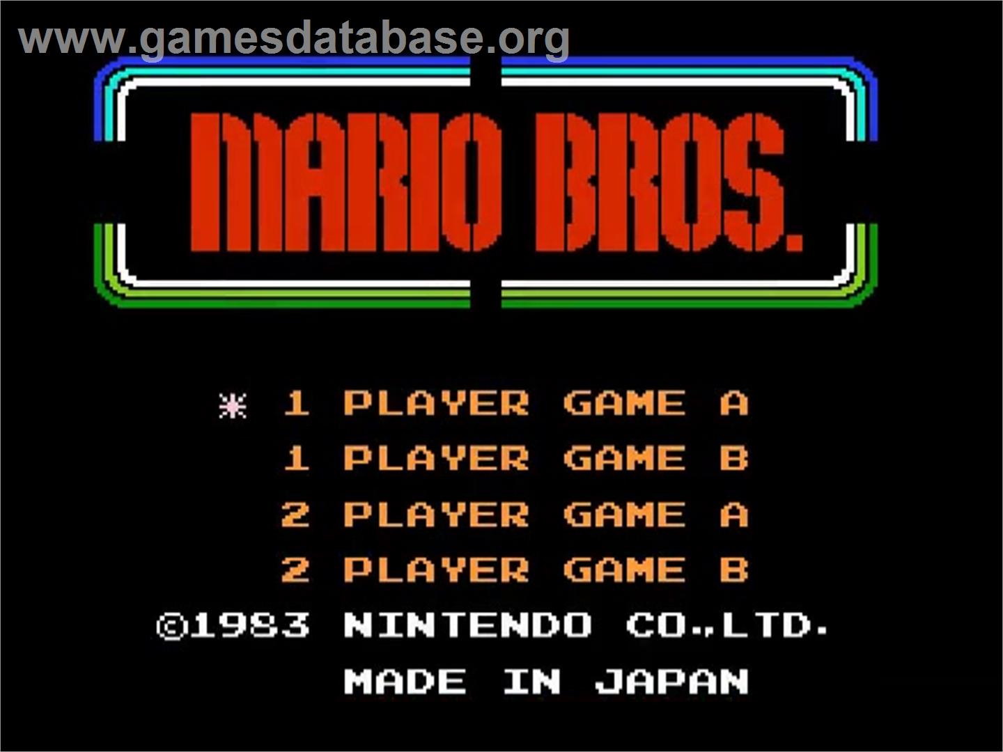 Mario Bros. - Nintendo NES - Artwork - Title Screen