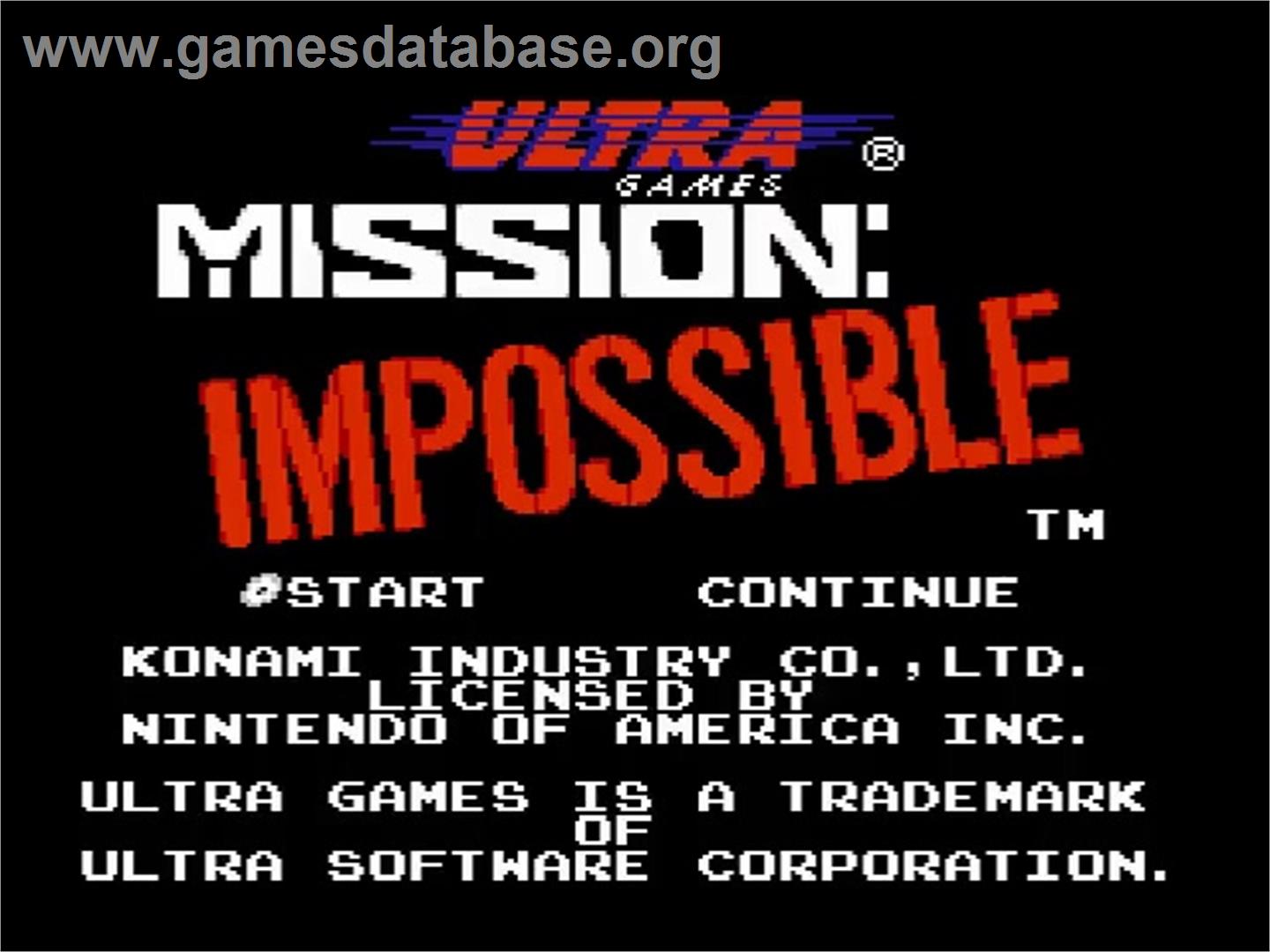 Mission Impossible - Nintendo NES - Artwork - Title Screen