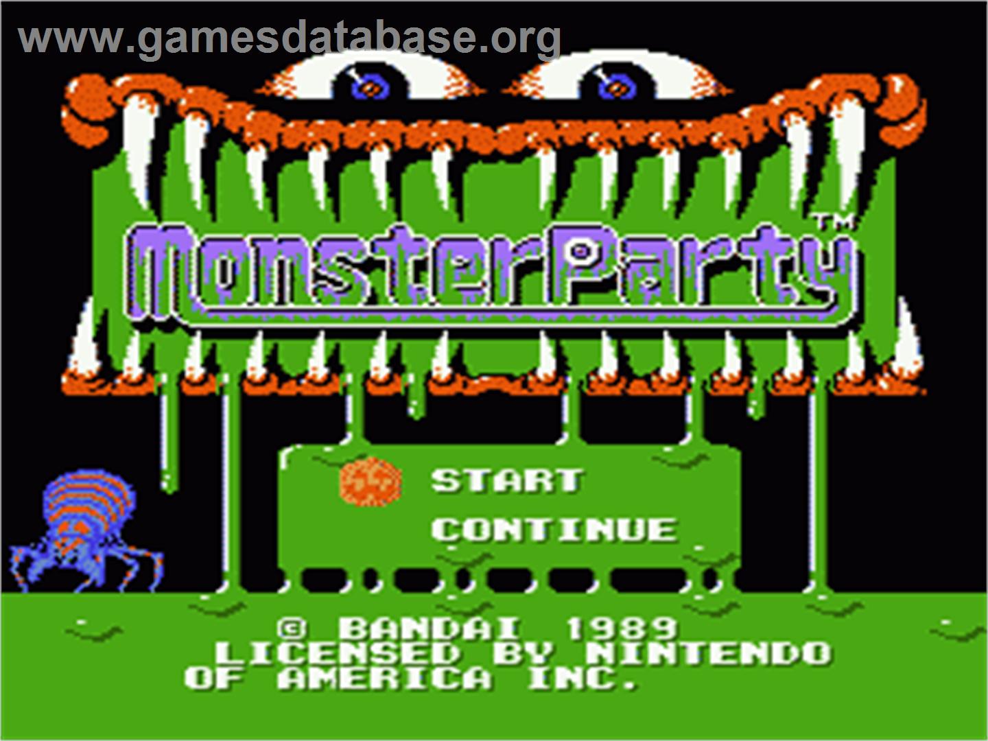 Monster Party - Nintendo NES - Artwork - Title Screen