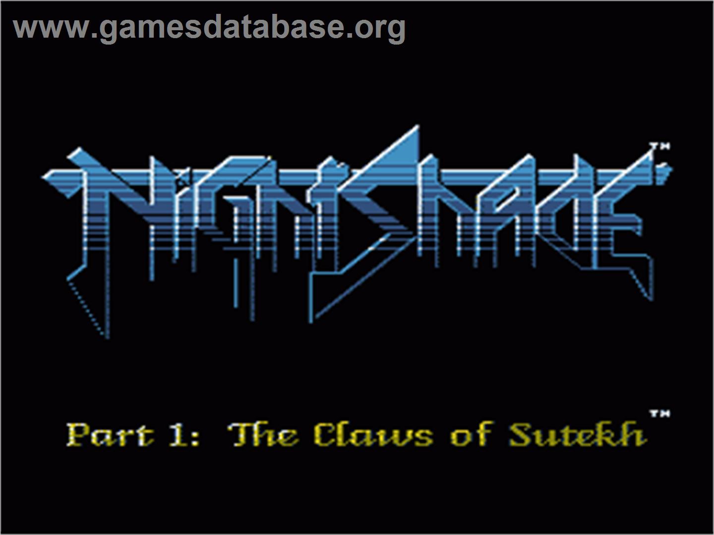 Nightshade: Part 1 - The Claws of Sutekh - Nintendo NES - Artwork - Title Screen