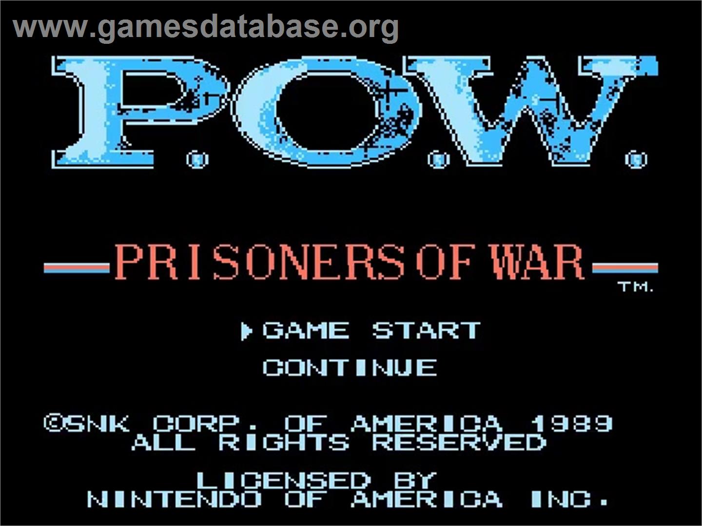 P.O.W. - Prisoners of War - Nintendo NES - Artwork - Title Screen