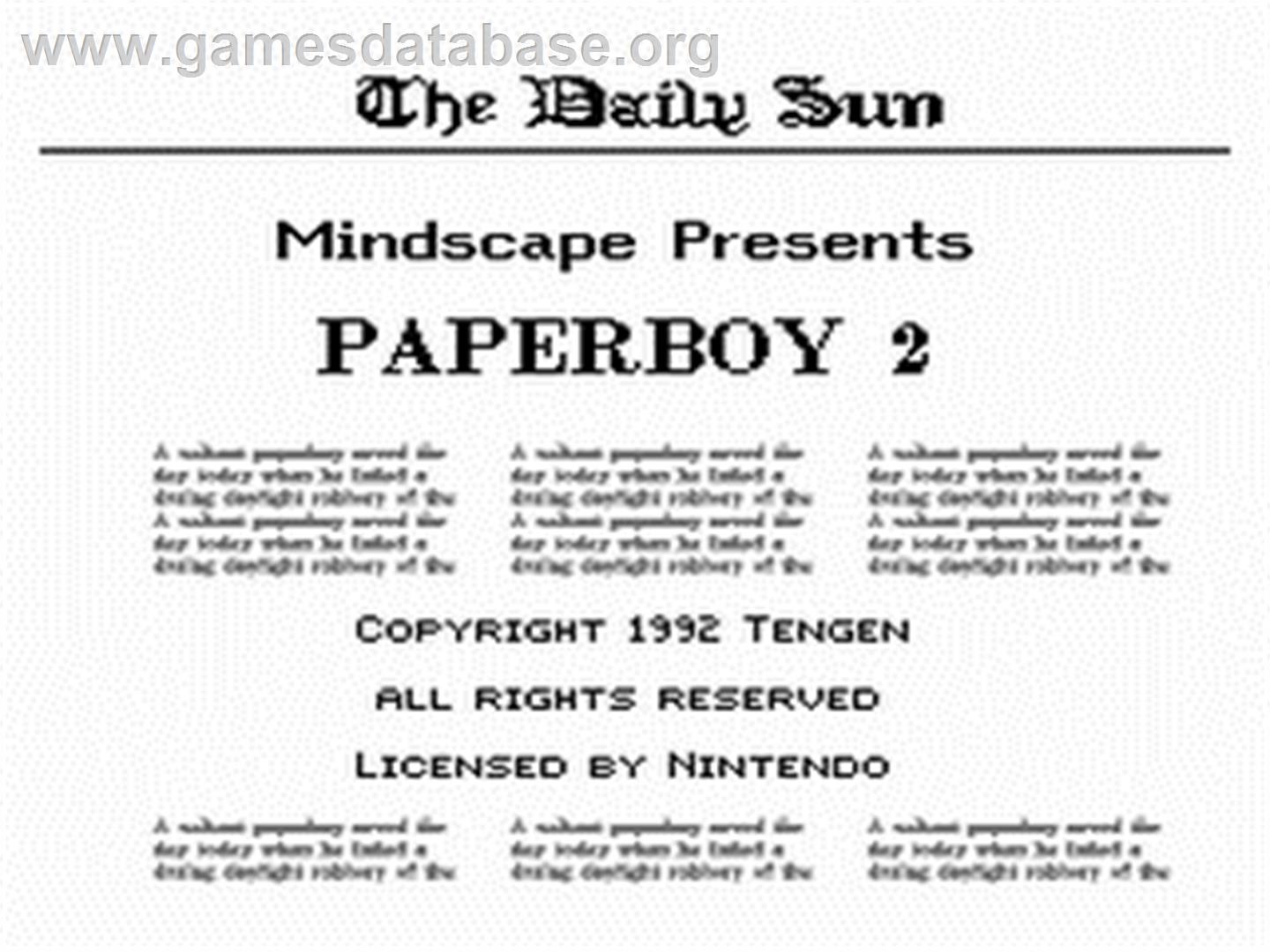 Paperboy 2 - Nintendo NES - Artwork - Title Screen