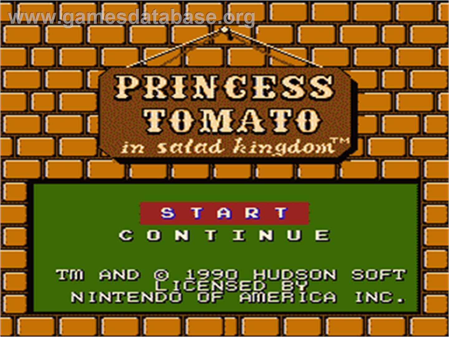 Princess Tomato in the Salad Kingdom - Nintendo NES - Artwork - Title Screen