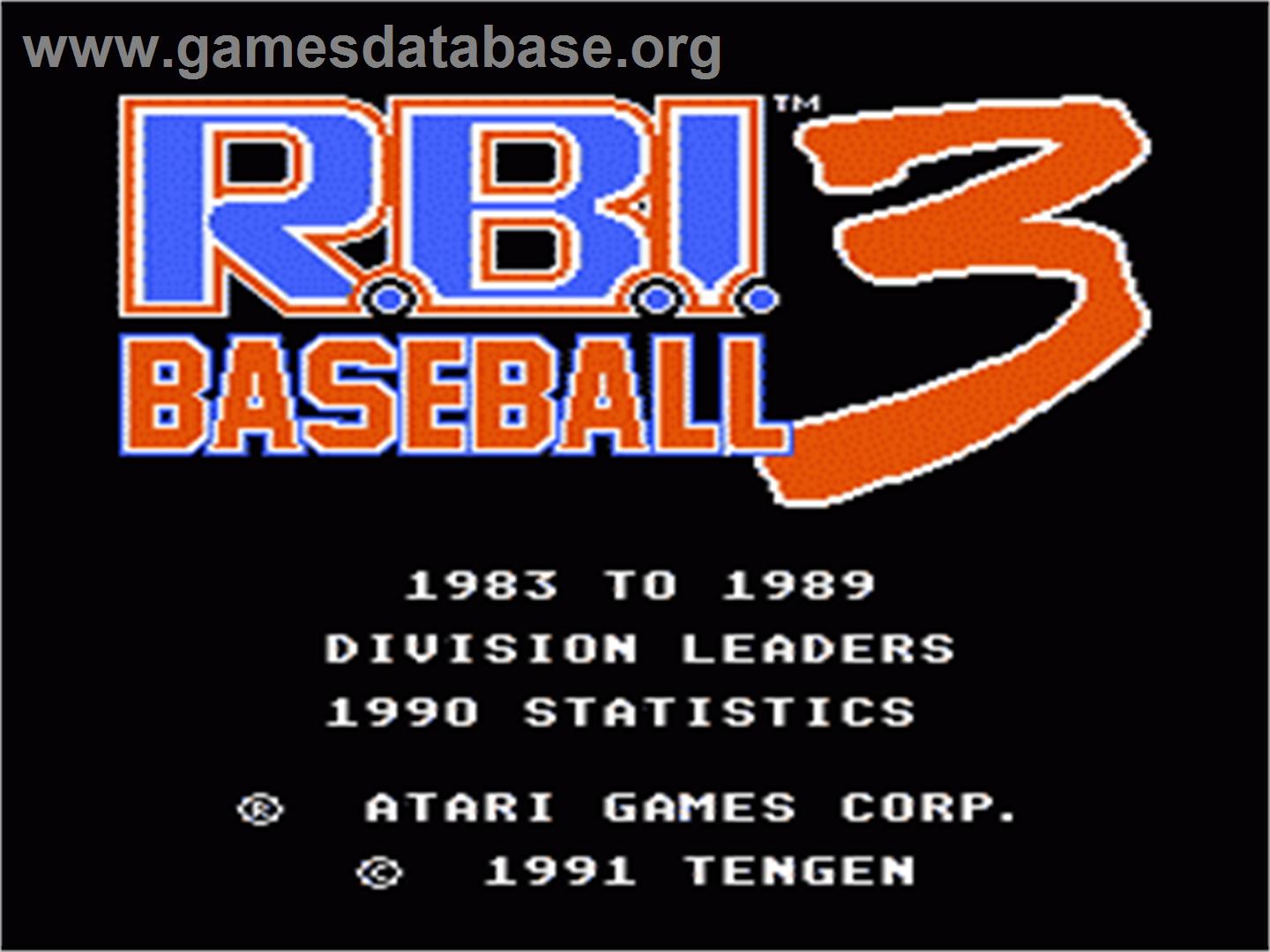 RBI Baseball 3 - Nintendo NES - Artwork - Title Screen