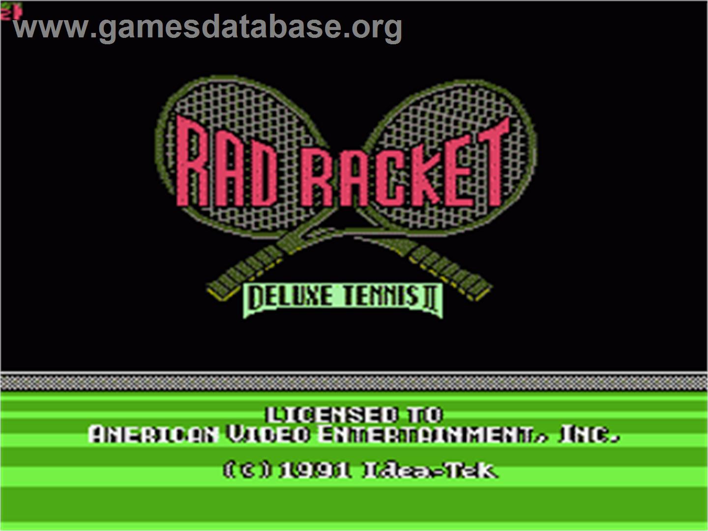 Rad Racket: Deluxe Tennis 2 - Nintendo NES - Artwork - Title Screen