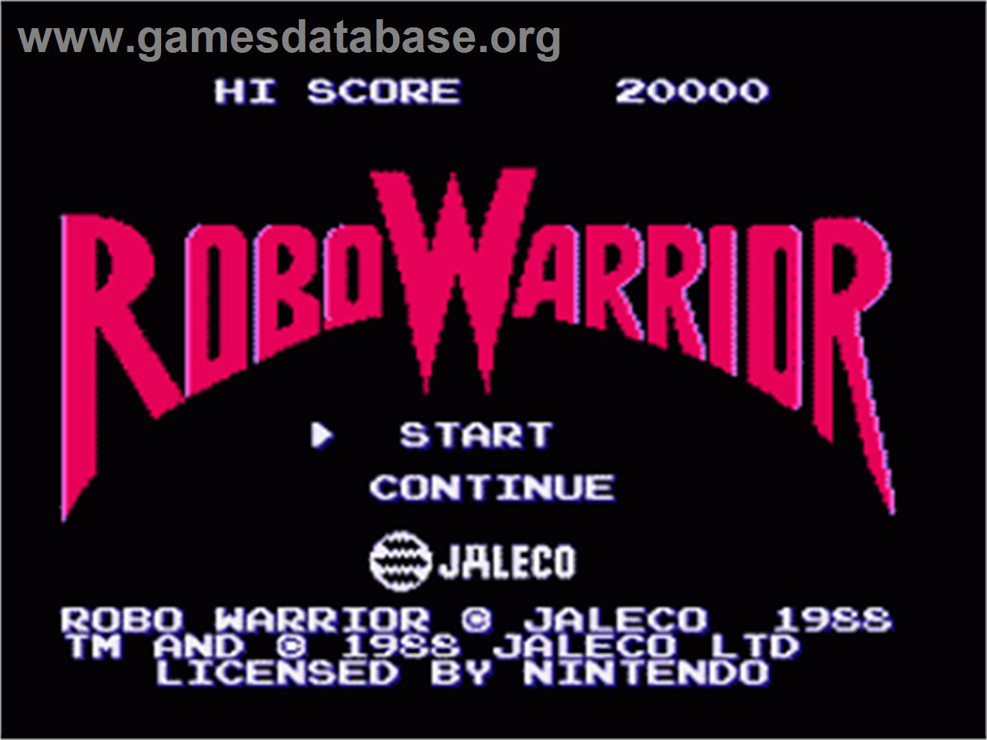RoboWarrior - Nintendo NES - Artwork - Title Screen
