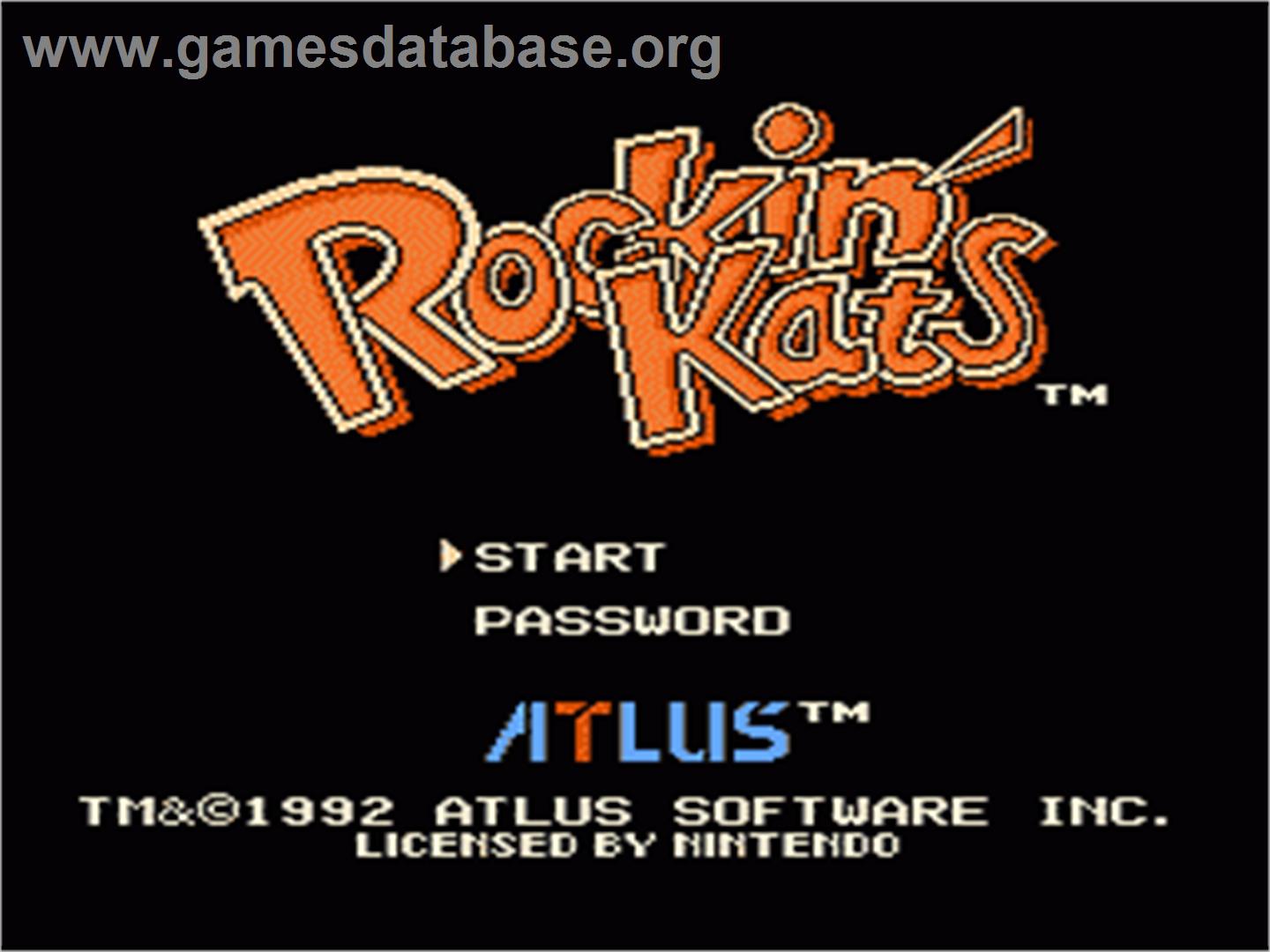 Rockin' Kats - Nintendo NES - Artwork - Title Screen