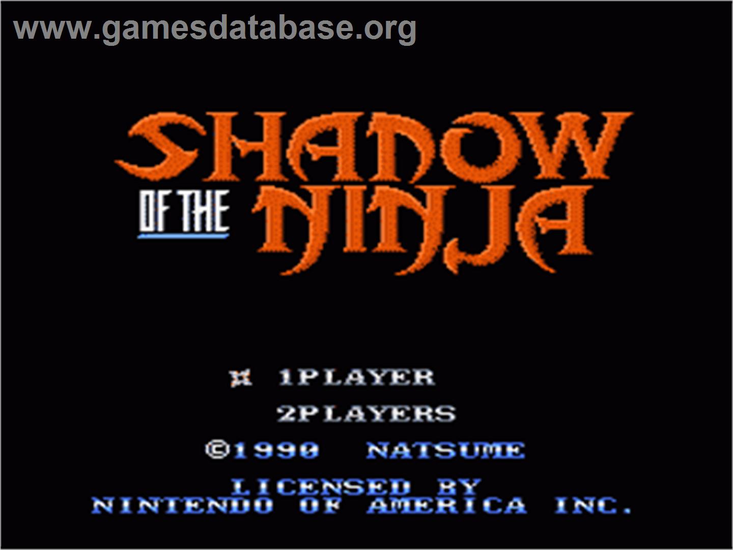 Shadow of the Ninja - Nintendo NES - Artwork - Title Screen