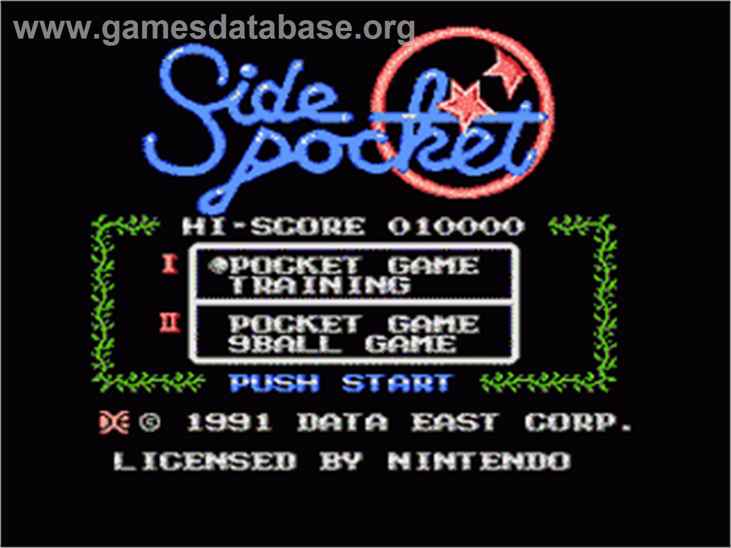 Side Pocket - Nintendo NES - Artwork - Title Screen