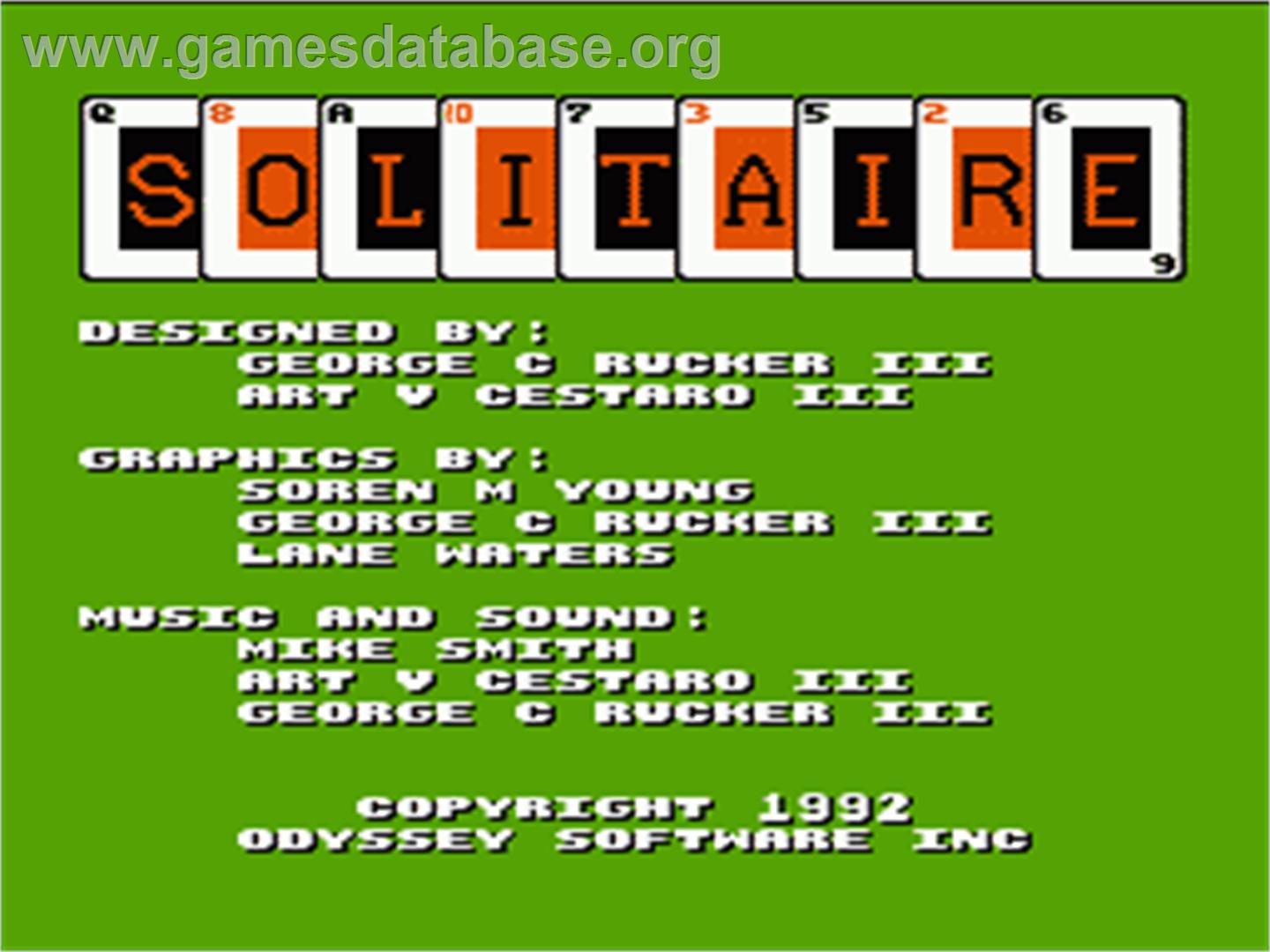 Solitaire - Nintendo NES - Artwork - Title Screen