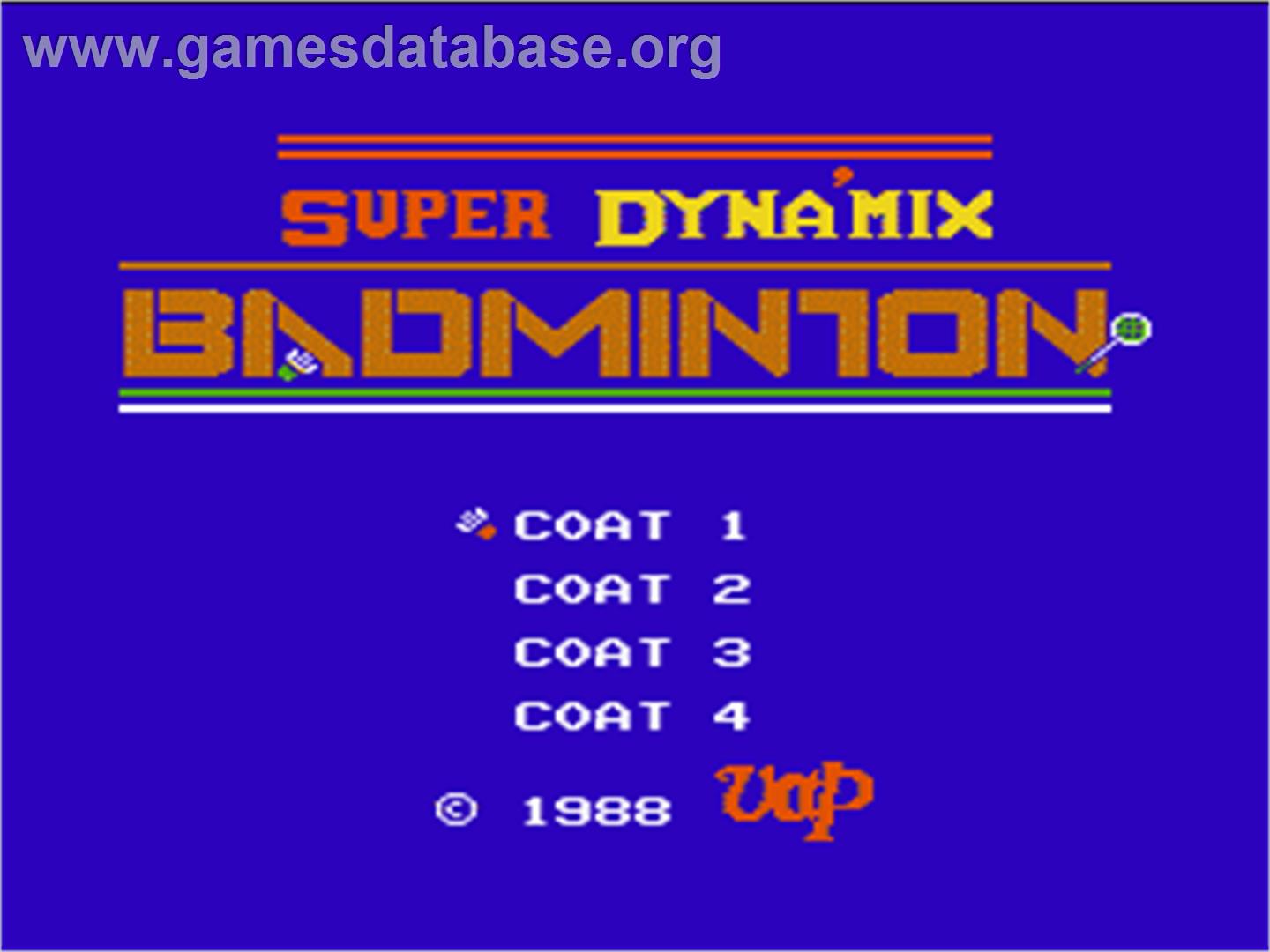 Super Dyna'mix Badminton - Nintendo NES - Artwork - Title Screen