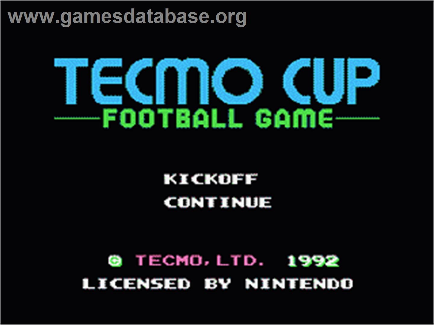 Tecmo Cup - Nintendo NES - Artwork - Title Screen