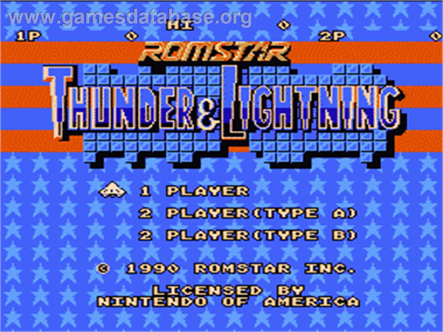 Thunder & Lightning - Nintendo NES - Artwork - Title Screen