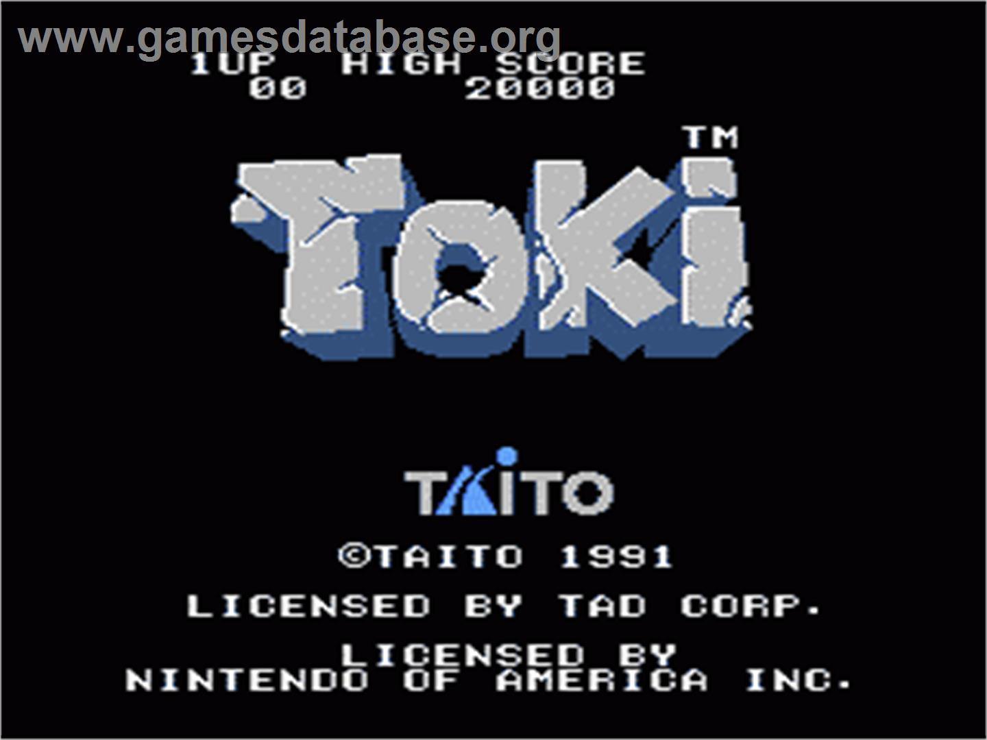 Toki: Going Ape Spit - Nintendo NES - Artwork - Title Screen