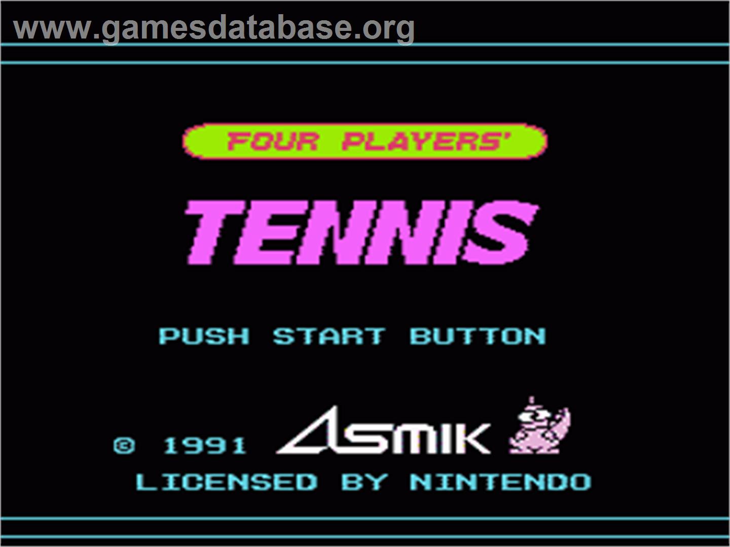 Top Players' Tennis - Nintendo NES - Artwork - Title Screen