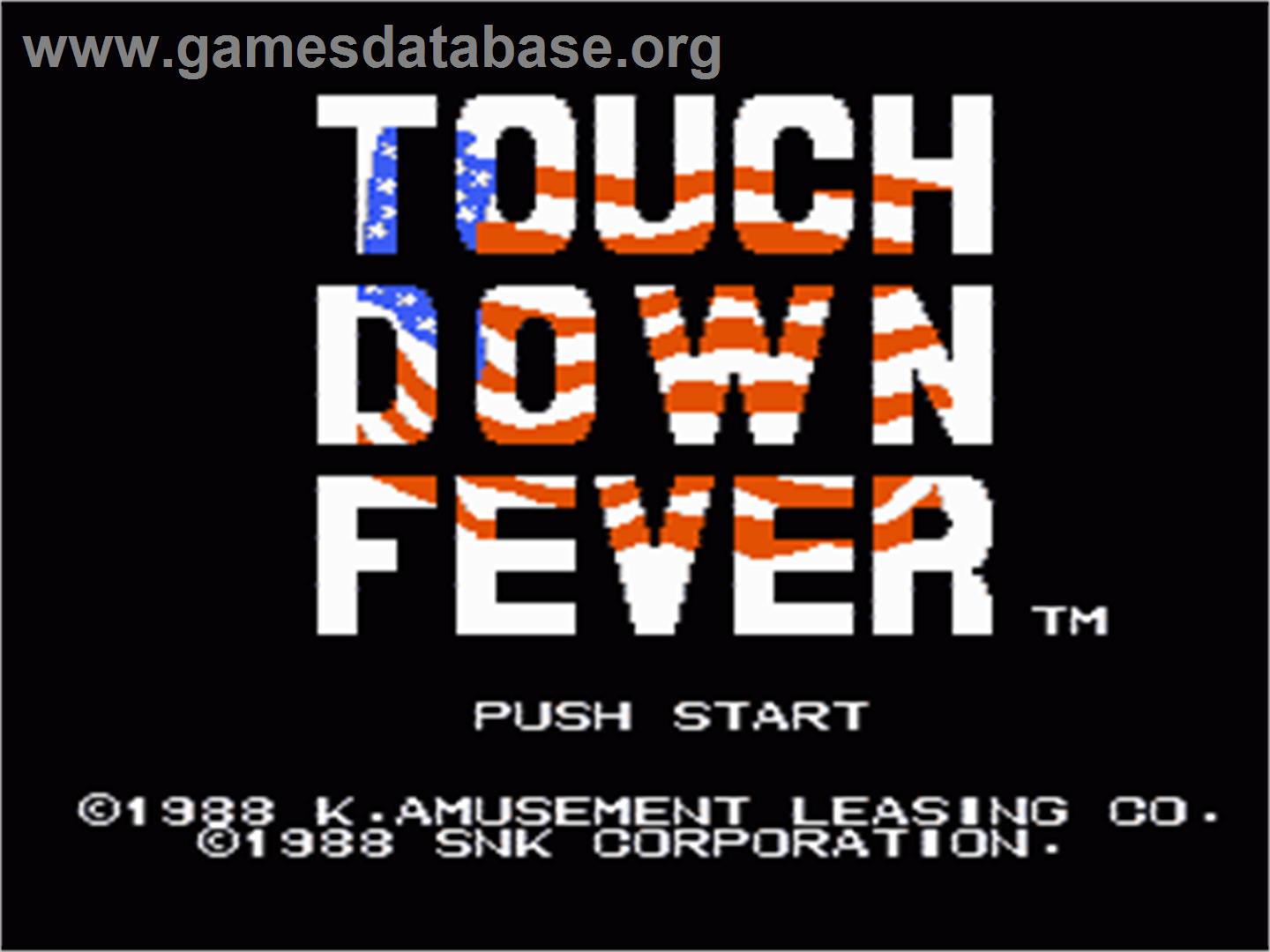 TouchDown Fever - Nintendo NES - Artwork - Title Screen