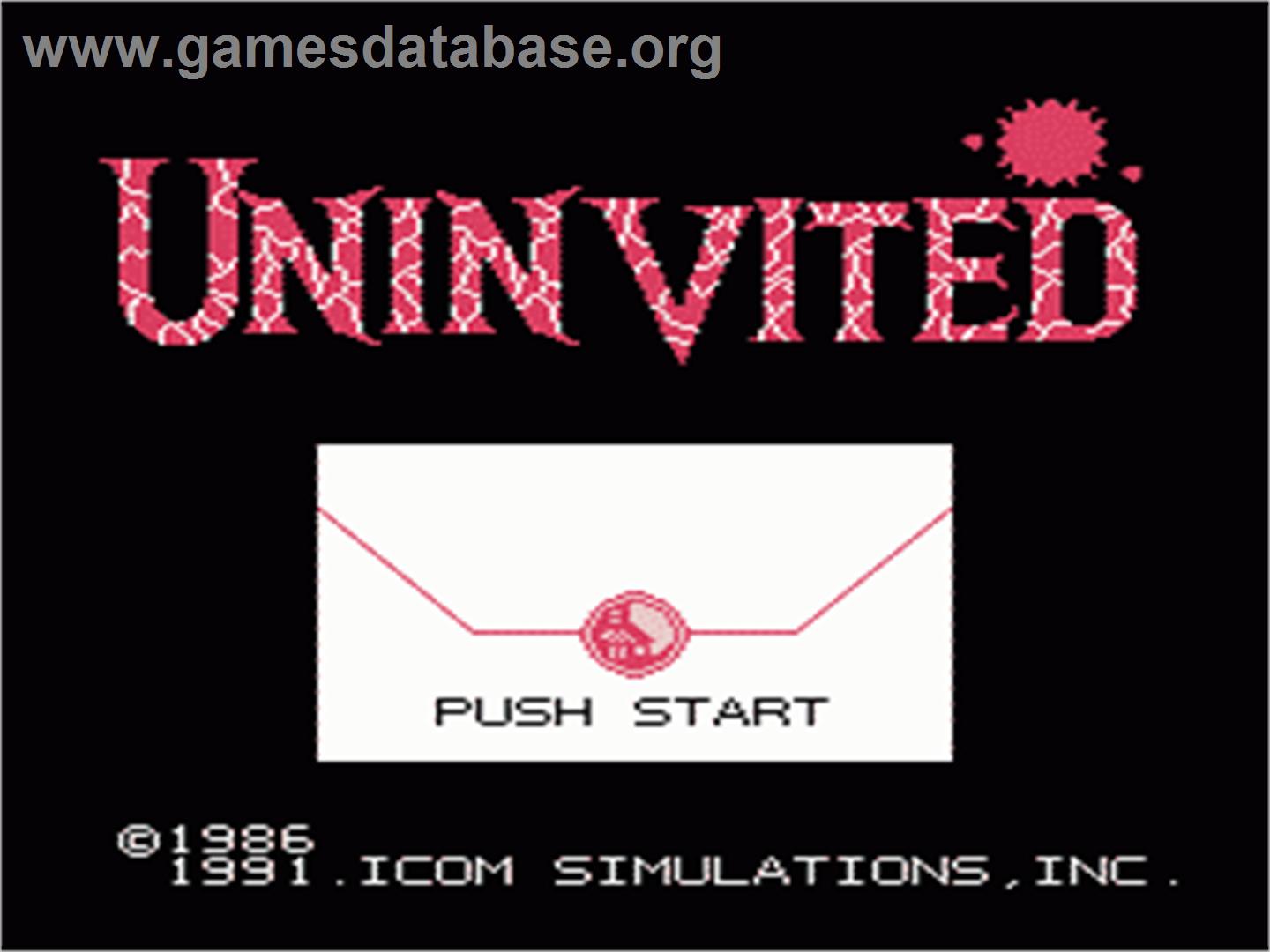 Uninvited - Nintendo NES - Artwork - Title Screen