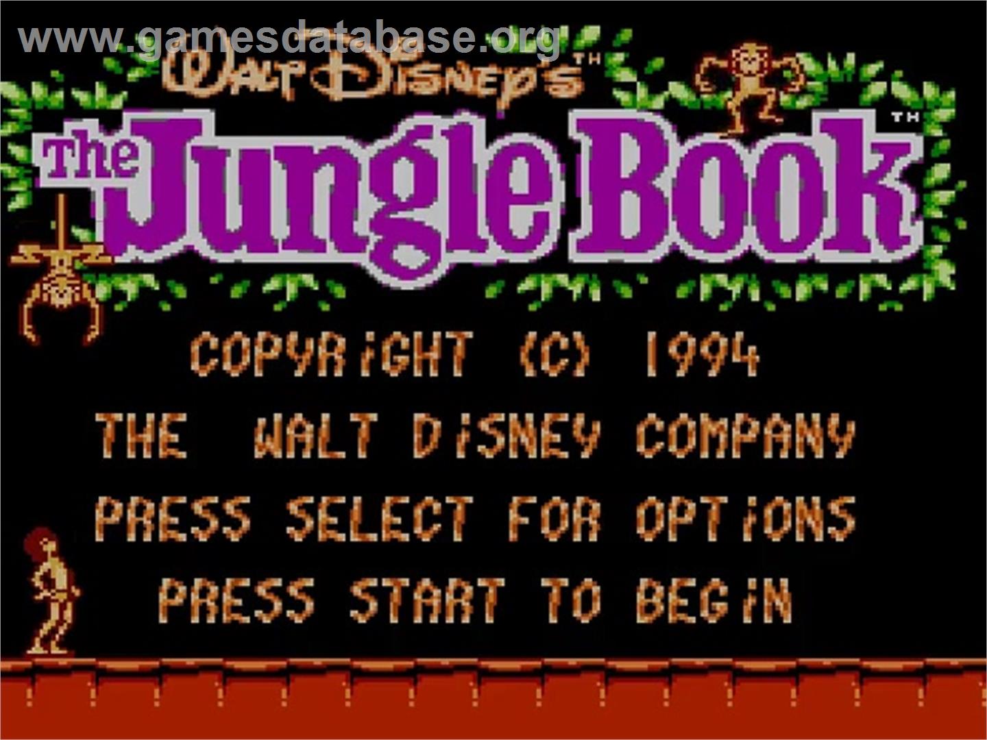 Walt Disney's The Jungle Book - Nintendo NES - Artwork - Title Screen
