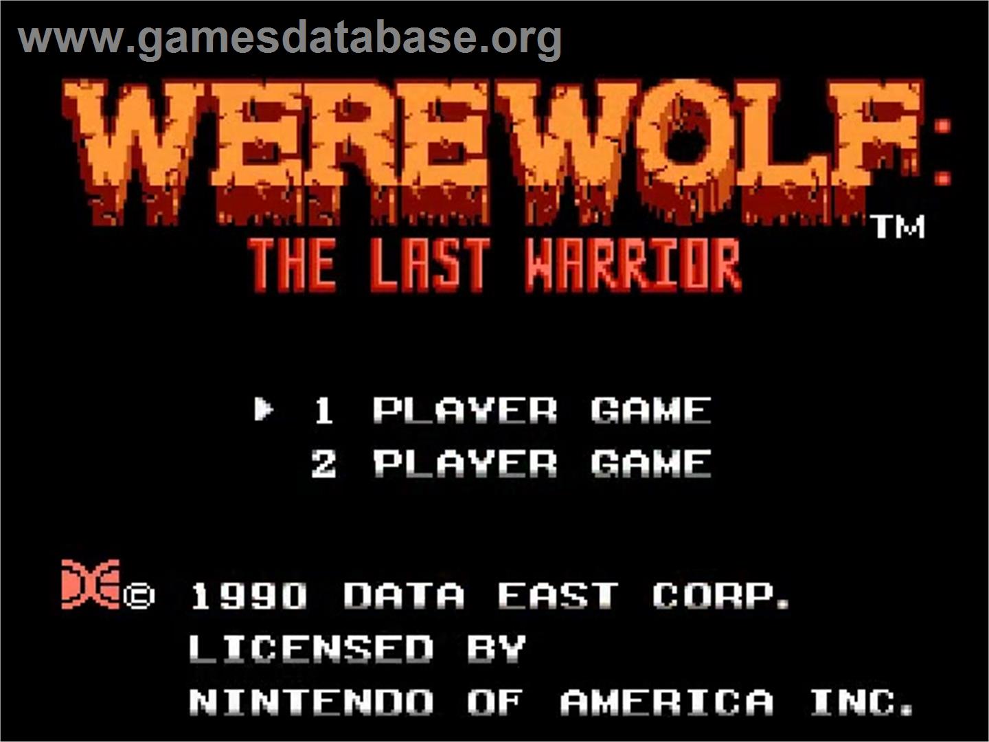 Werewolf: The Last Warrior - Nintendo NES - Artwork - Title Screen