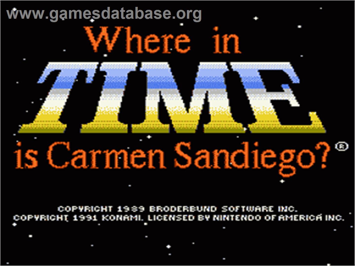 Where in Time is Carmen Sandiego - Nintendo NES - Artwork - Title Screen