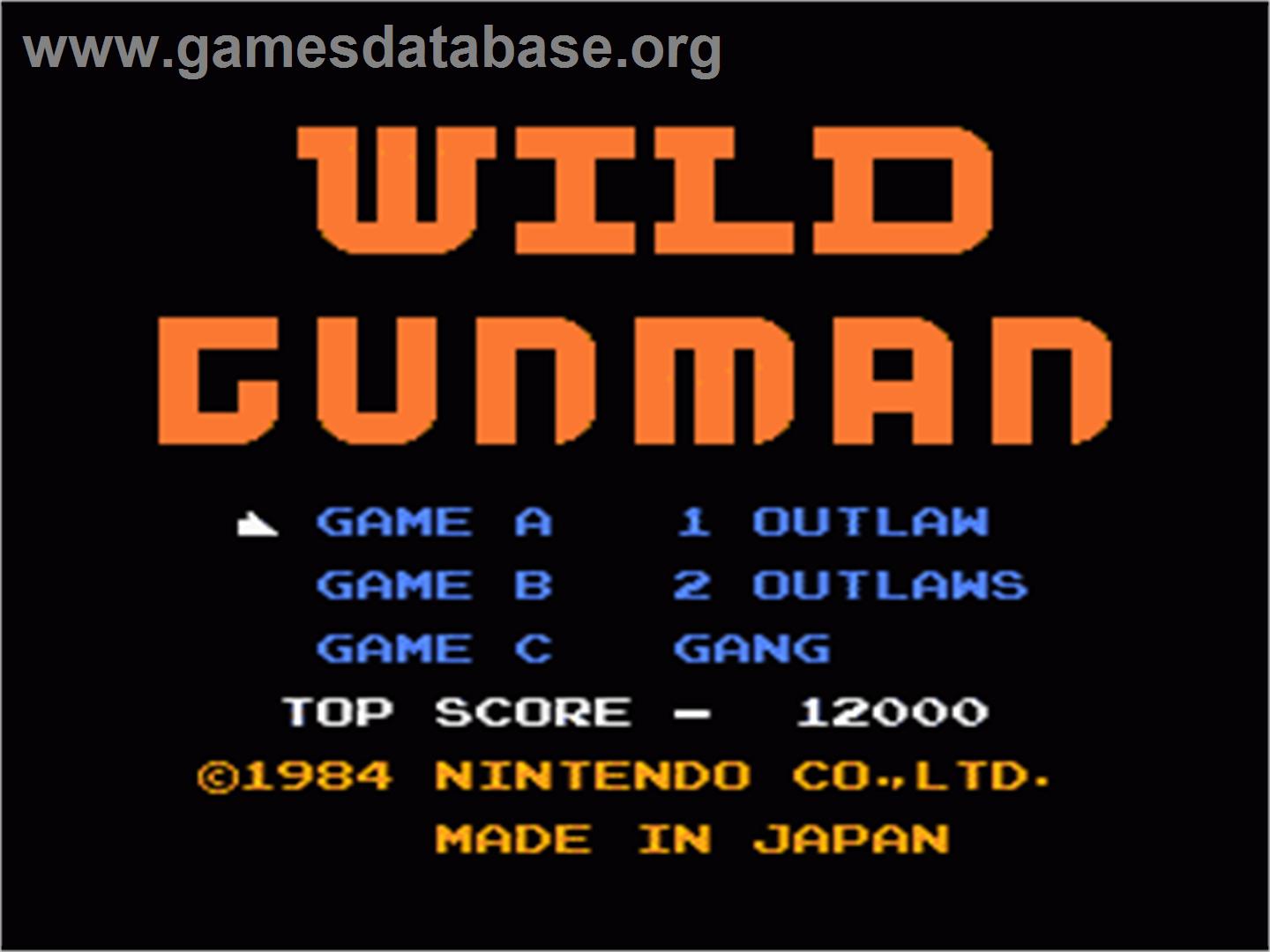 Wild Gunman - Nintendo NES - Artwork - Title Screen