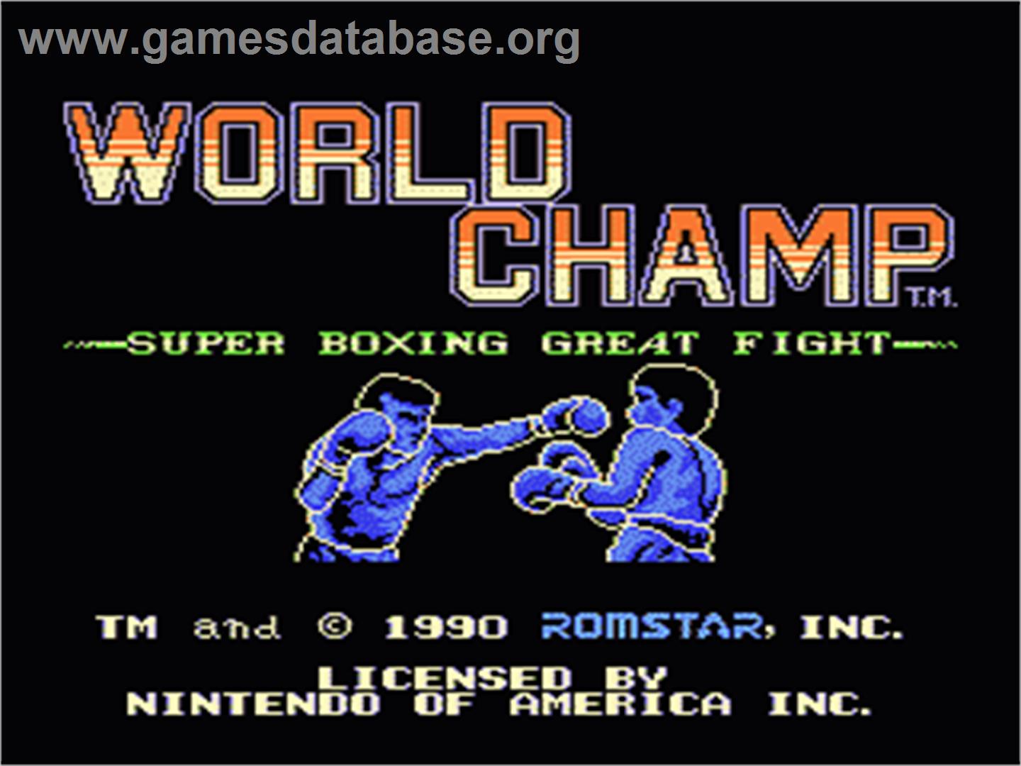 World Champ:  Super Boxing Great Fight - Nintendo NES - Artwork - Title Screen