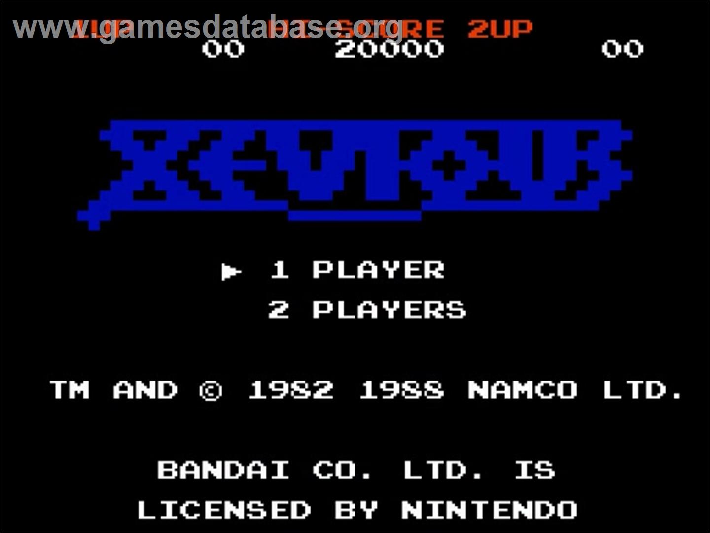 Xevious - Nintendo NES - Artwork - Title Screen