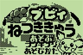 Title screen of Pichu Bros. Mini - Netsukikyuu on the Nintendo Pokemon Mini.