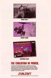 Advert for Firepower 2000 on the Nintendo SNES.