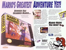 Advert for Mario is Missing! on the Nintendo SNES.