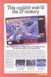 Advert for Mega Man X on the Nintendo SNES.