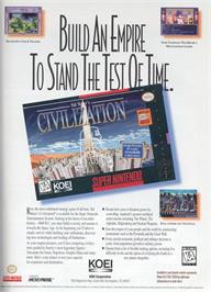 Advert for Sid Meier's Civilization on the Nintendo SNES.