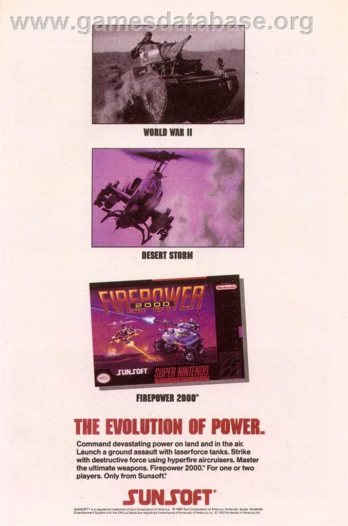 Firepower 2000 - Nintendo SNES - Artwork - Advert