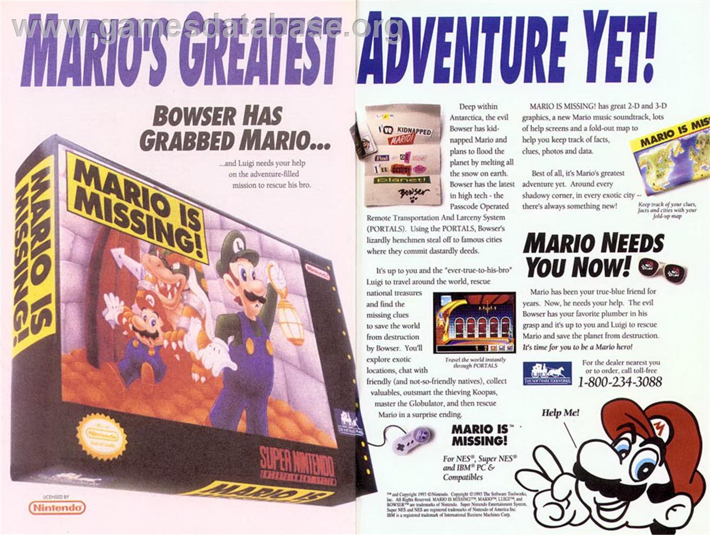 Mario is Missing! - Nintendo SNES - Artwork - Advert