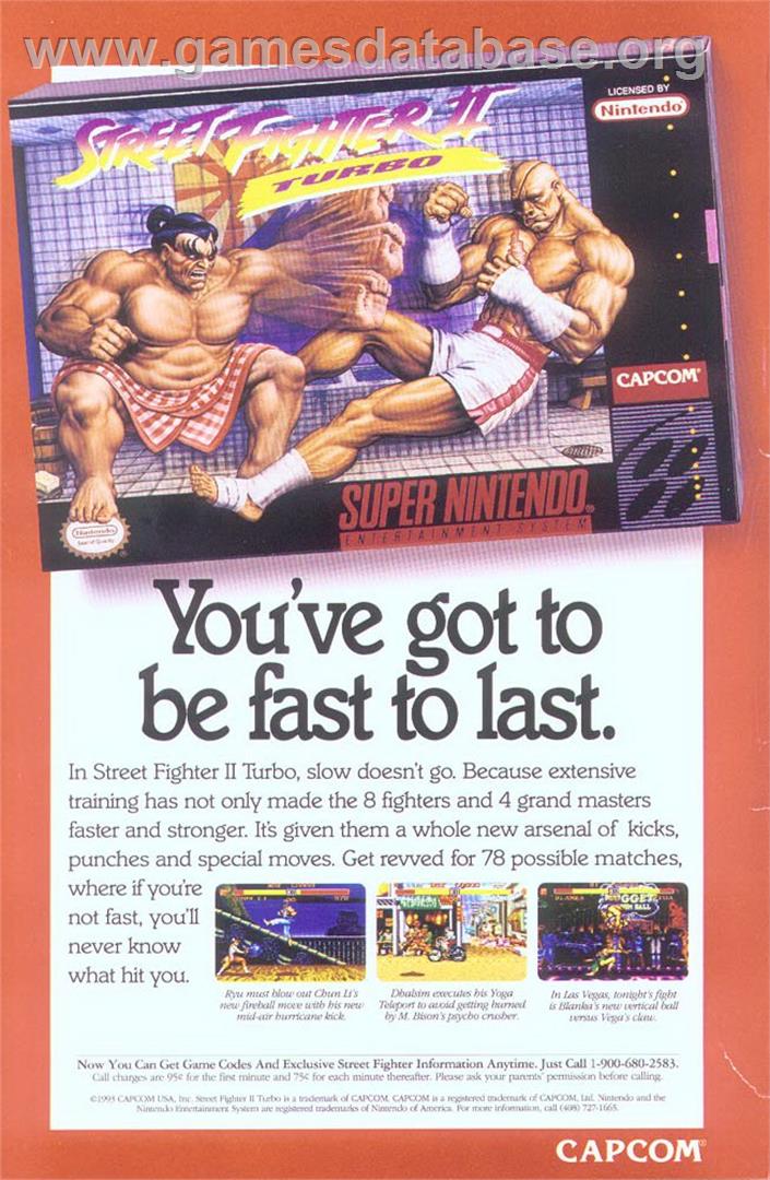 Street Fighter II Turbo: Hyper Fighting - Nintendo SNES - Artwork - Advert