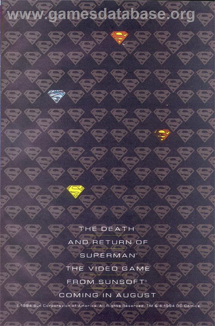 The Death and Return of Superman - Nintendo SNES - Artwork - Advert