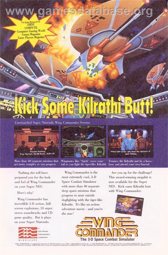 Wing Commander: The Secret Missions - Nintendo SNES - Artwork - Advert