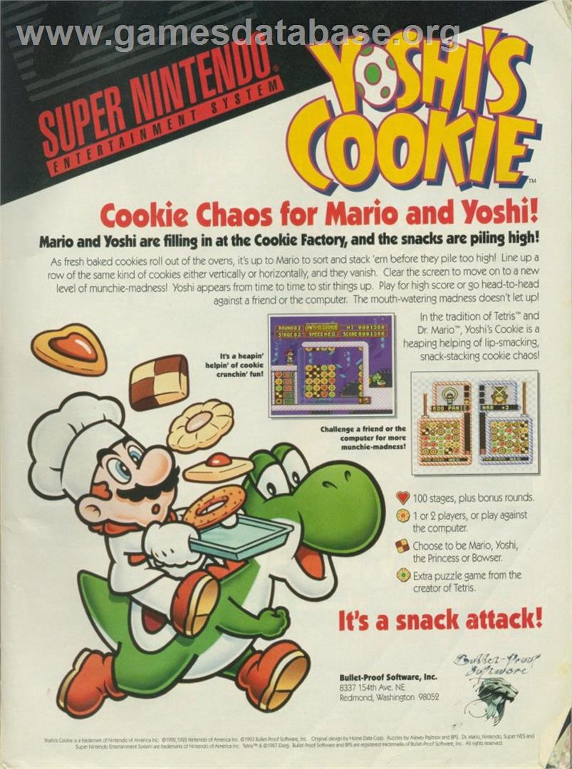 Yoshi's Cookie - Nintendo Game Boy - Artwork - Advert