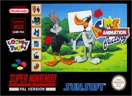 Box cover for ACME Animation Factory on the Nintendo SNES.